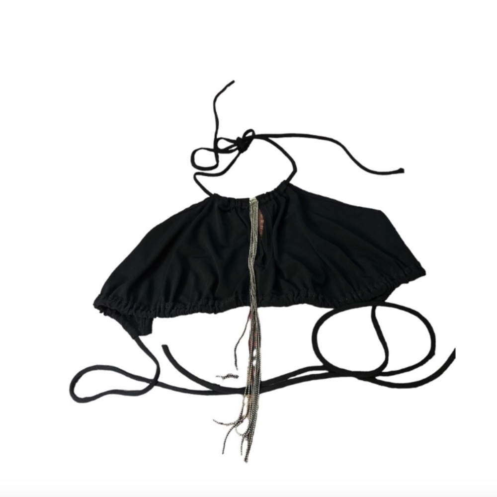 Bikini Top or Crop Top Black with Chain